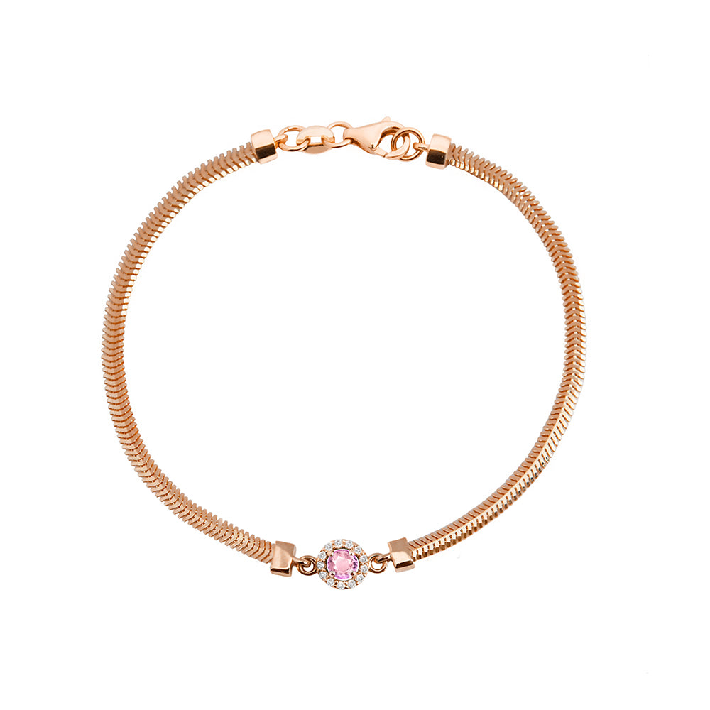 14K Gold Round Pink Sapphire Diamond Bracelet / Everyday Pink Bracelet