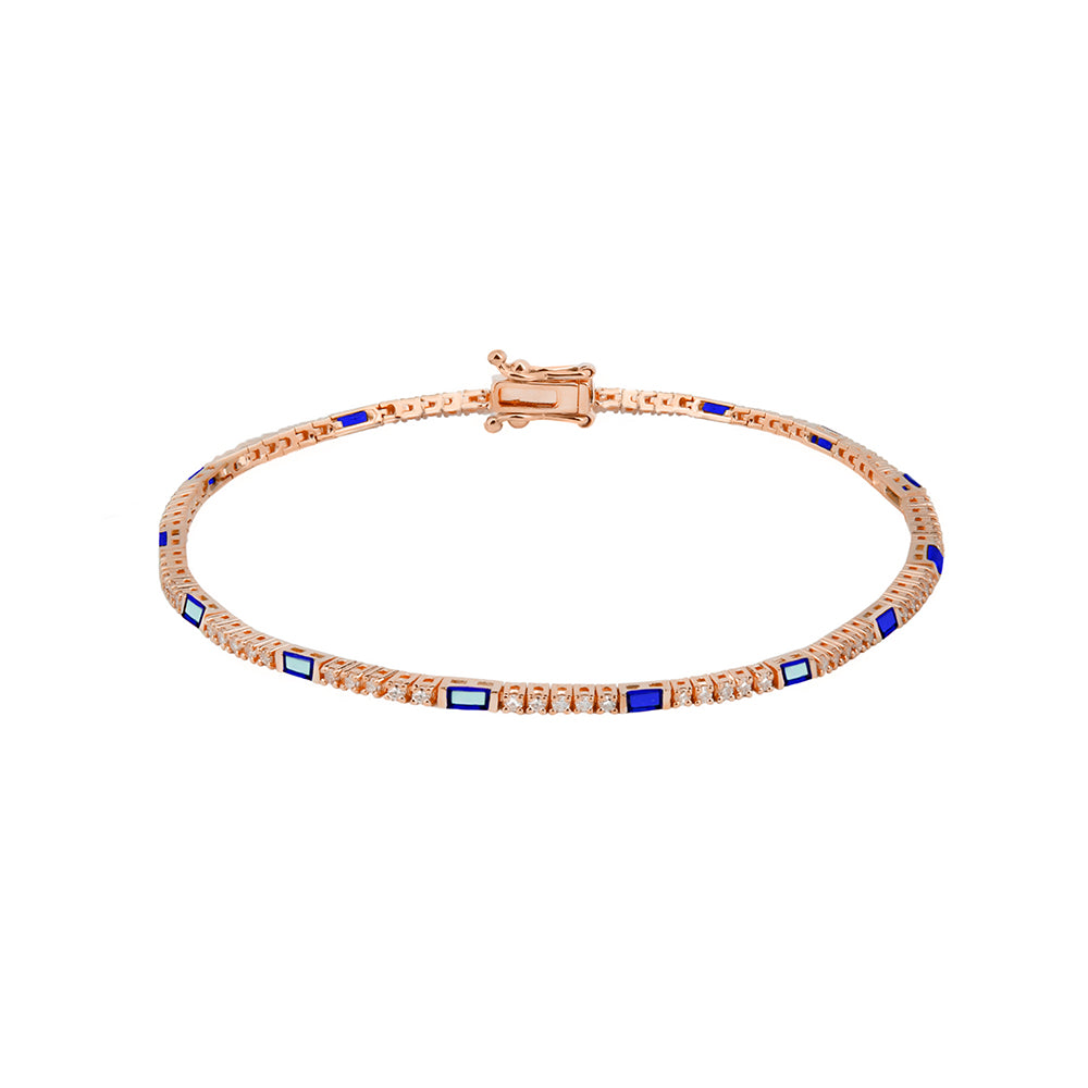 Natural Sapphire Diamond Tennis Bracelet
