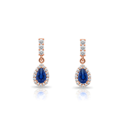 14K Gold Sapphire Pear Cut Earrings