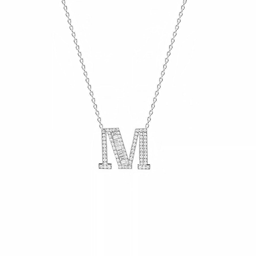 14K Gold Diamond Initial M Necklace