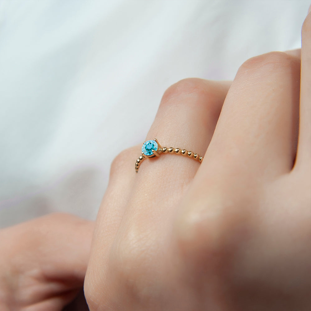 14K Gold Aquamarine Ring / Birthday Gift