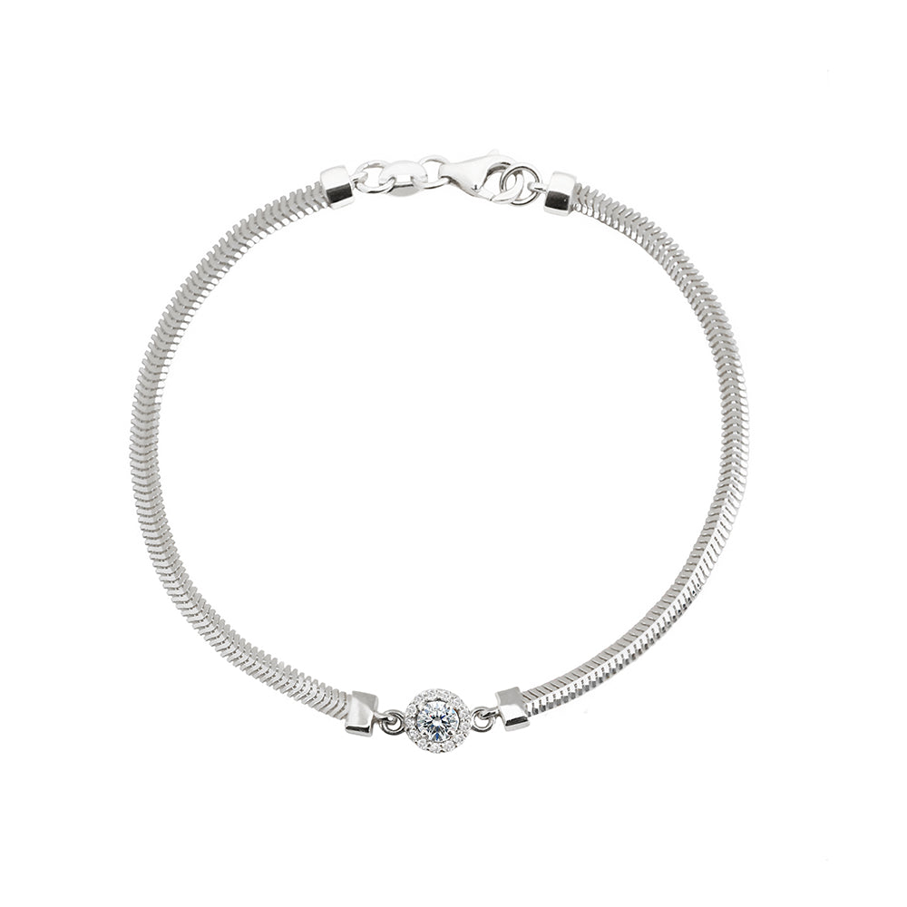 14K Gold White Sapphire Halo Bracelet