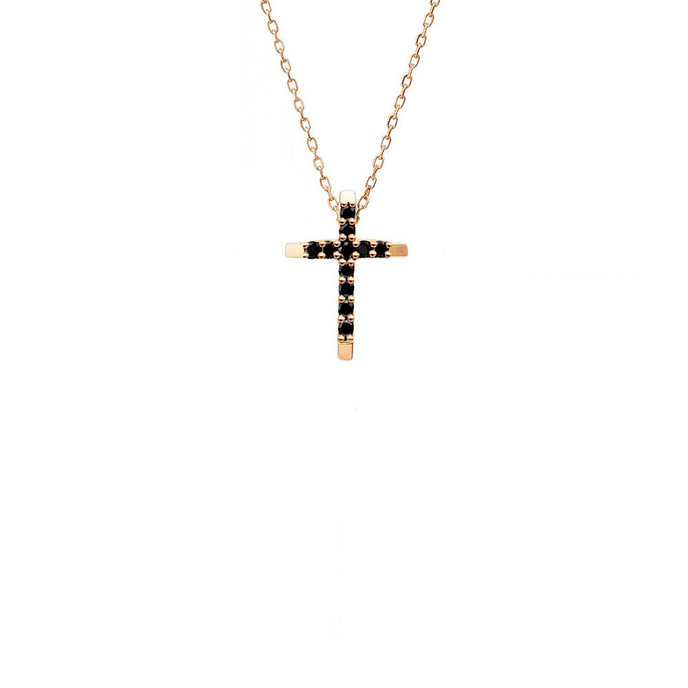 Black Diamond Cross Pendant Necklace / Handmade Religious Jewelry