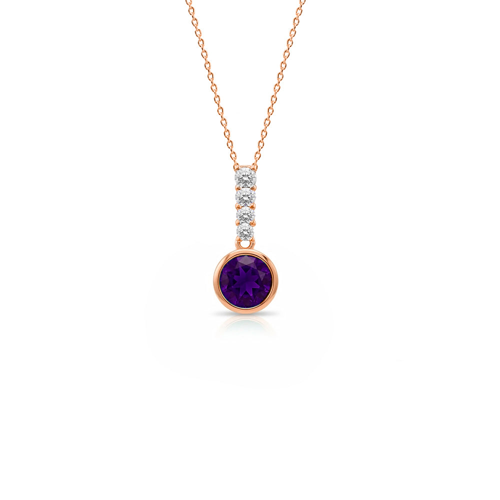 14K Gold Amethyst Necklace / Anniversary Gift