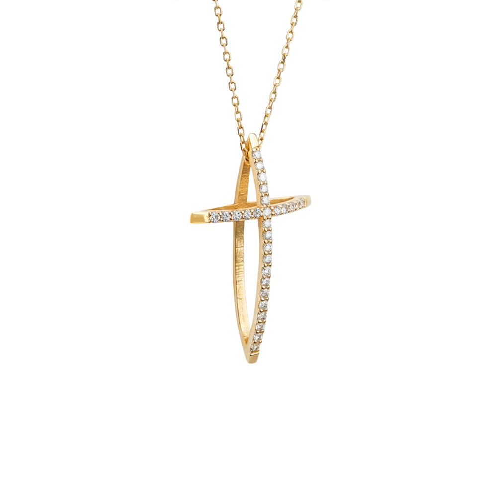 Contemporary Diamond Cross Necklace