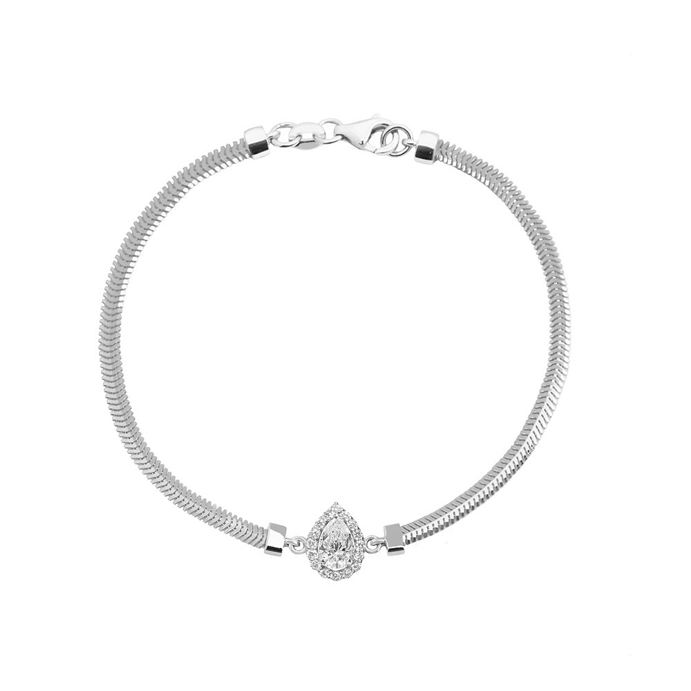 14K Gold Natural White Sapphire Bracelet / Pear Wedding Bracelet