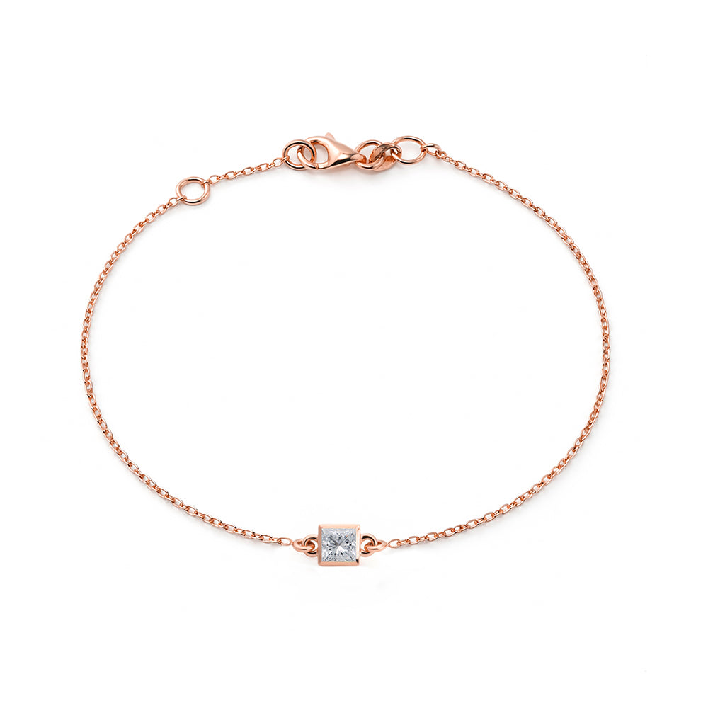 Square White Sapphire Bracelet, Anniversary Gift