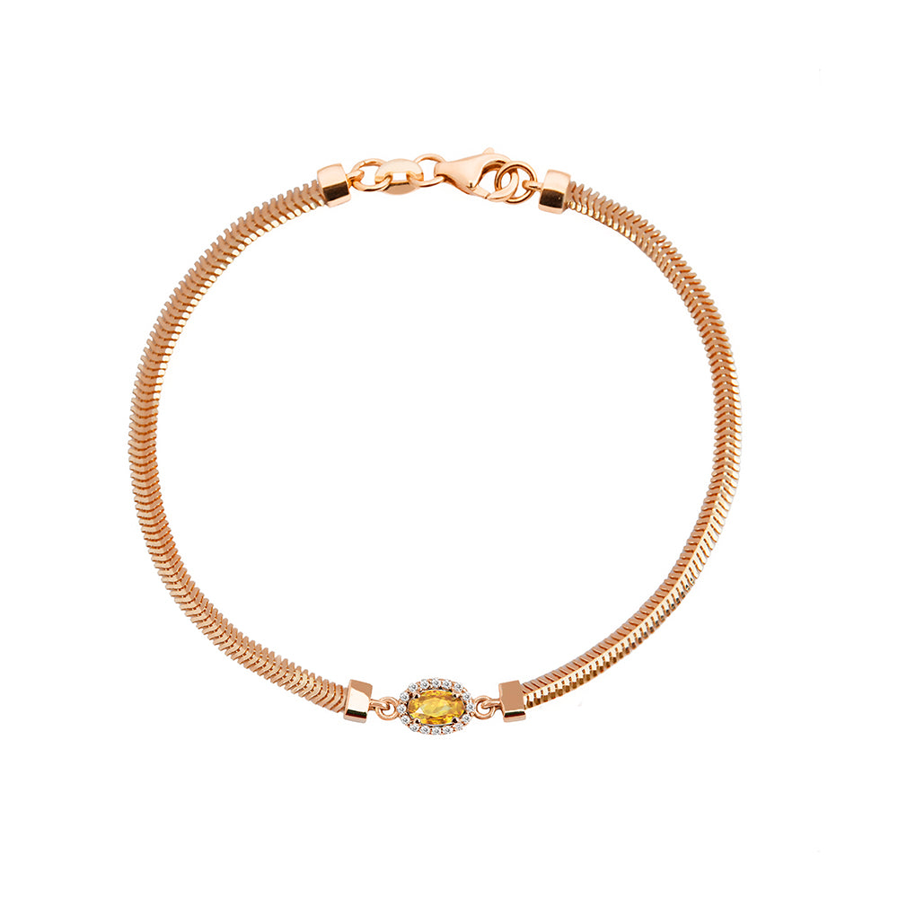Natural Citrine Diamond Bracelet / Oval Bracelet