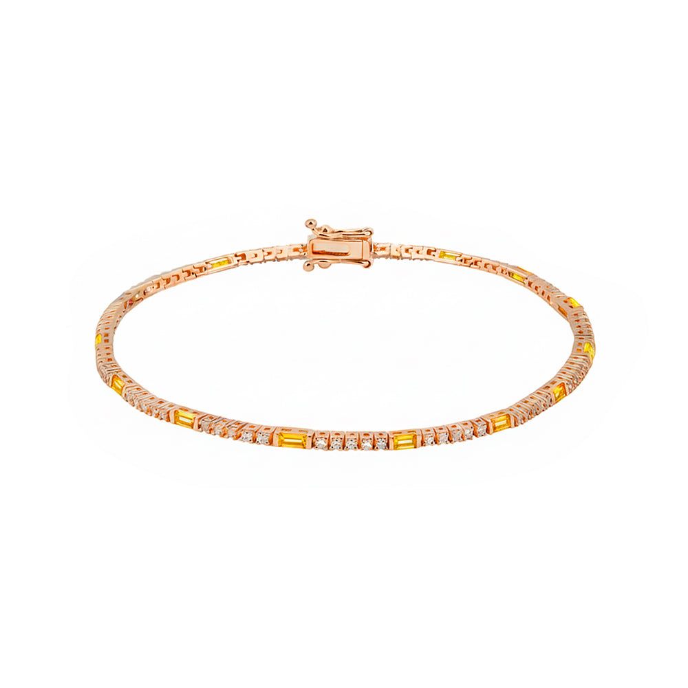 Natural Citrine Diamond Tennis Bracelet / Birthday Gift
