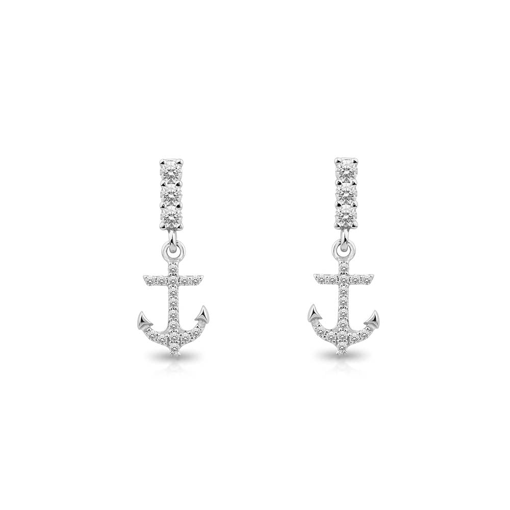 14K Gold Anchor Drop Earrings