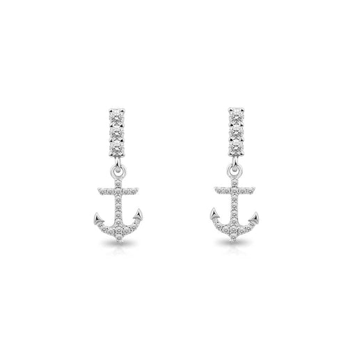 14K Gold Anchor Drop Earrings