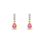 14K Gold Pink Sapphire Teardrop Earrings