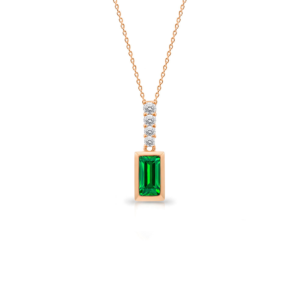 14K Gold Natural Emerald Necklace