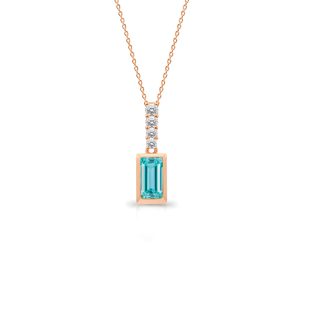 14K Gold Aquamarine Necklace, Ocean Inspired Aquamarine Necklace