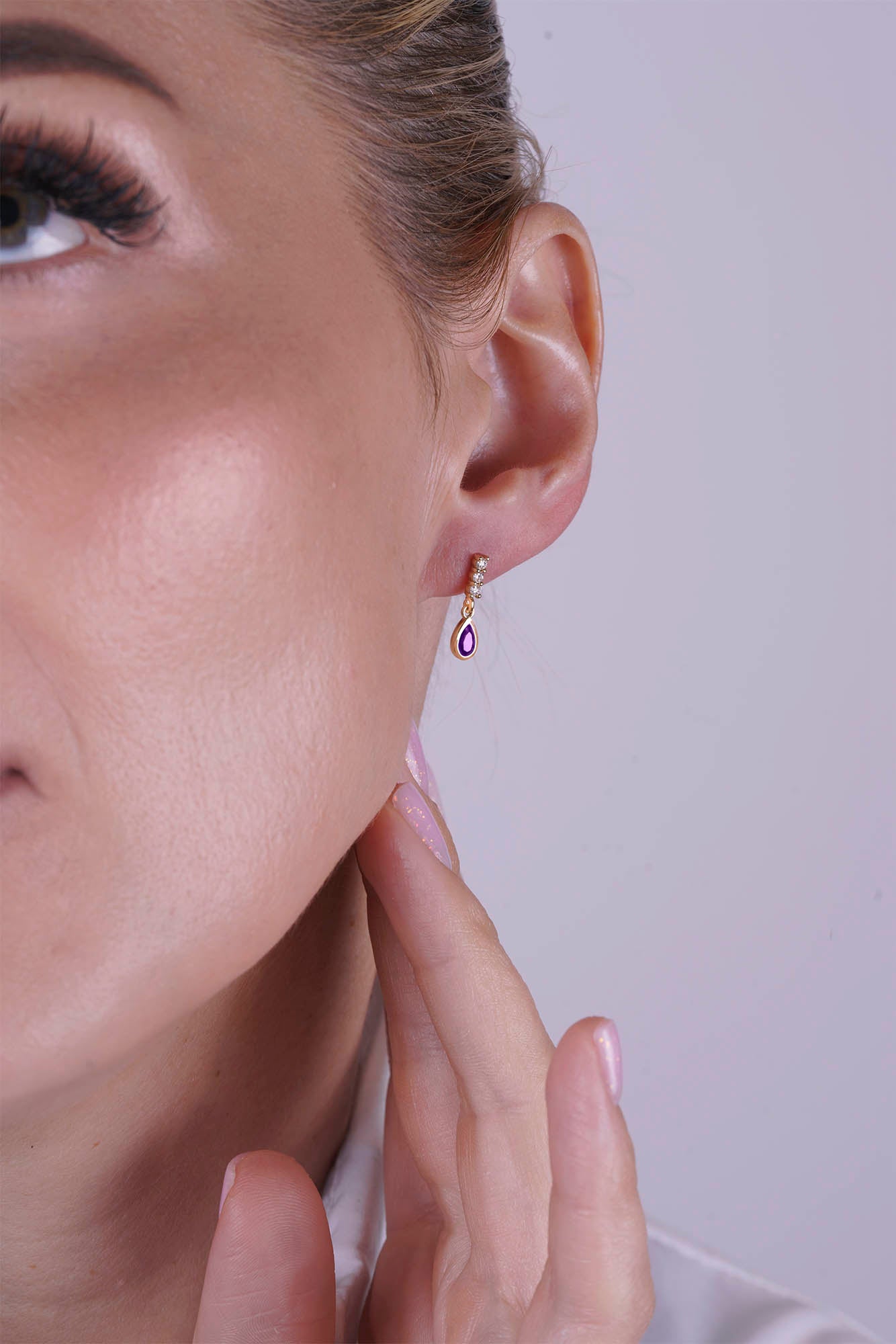 14K Gold Amethyst Teadrop Earrings