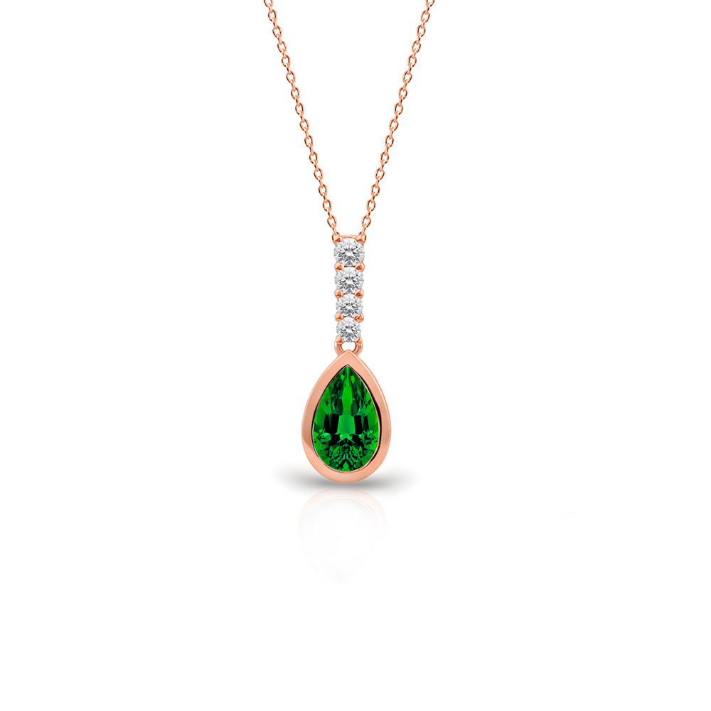 14K Gold Natural Emerald Pendant