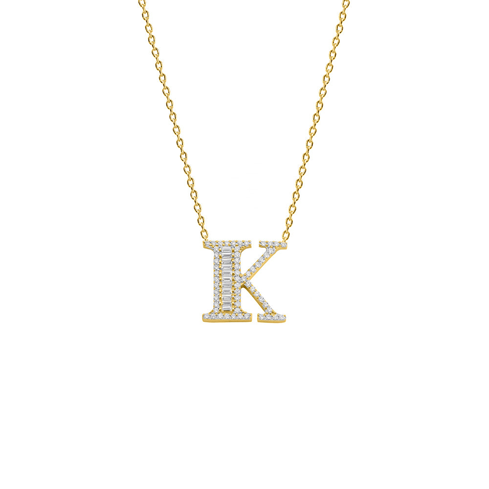 14K Gold Diamond Initial K Necklace