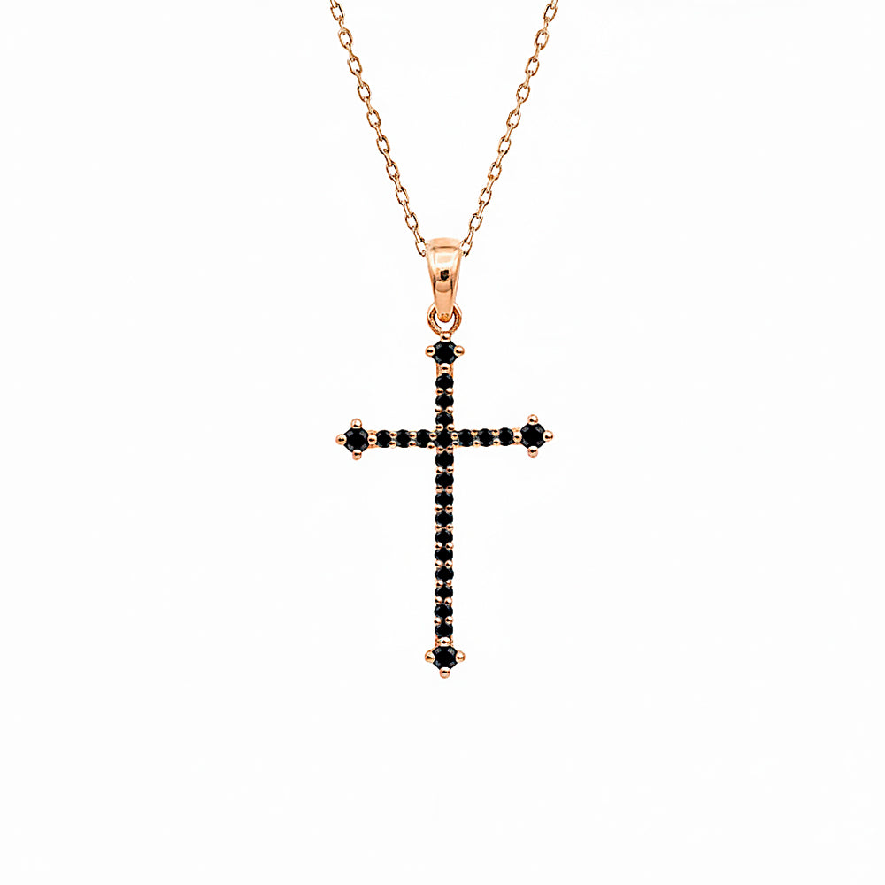 Natural Black Diamond Religious Necklace / Christmas Gift
