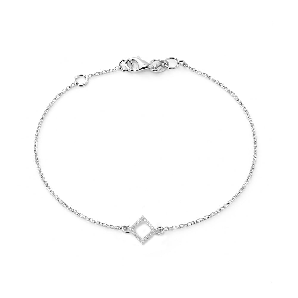 14K Gold Diamond Square Bracelet / Anniversary Gift