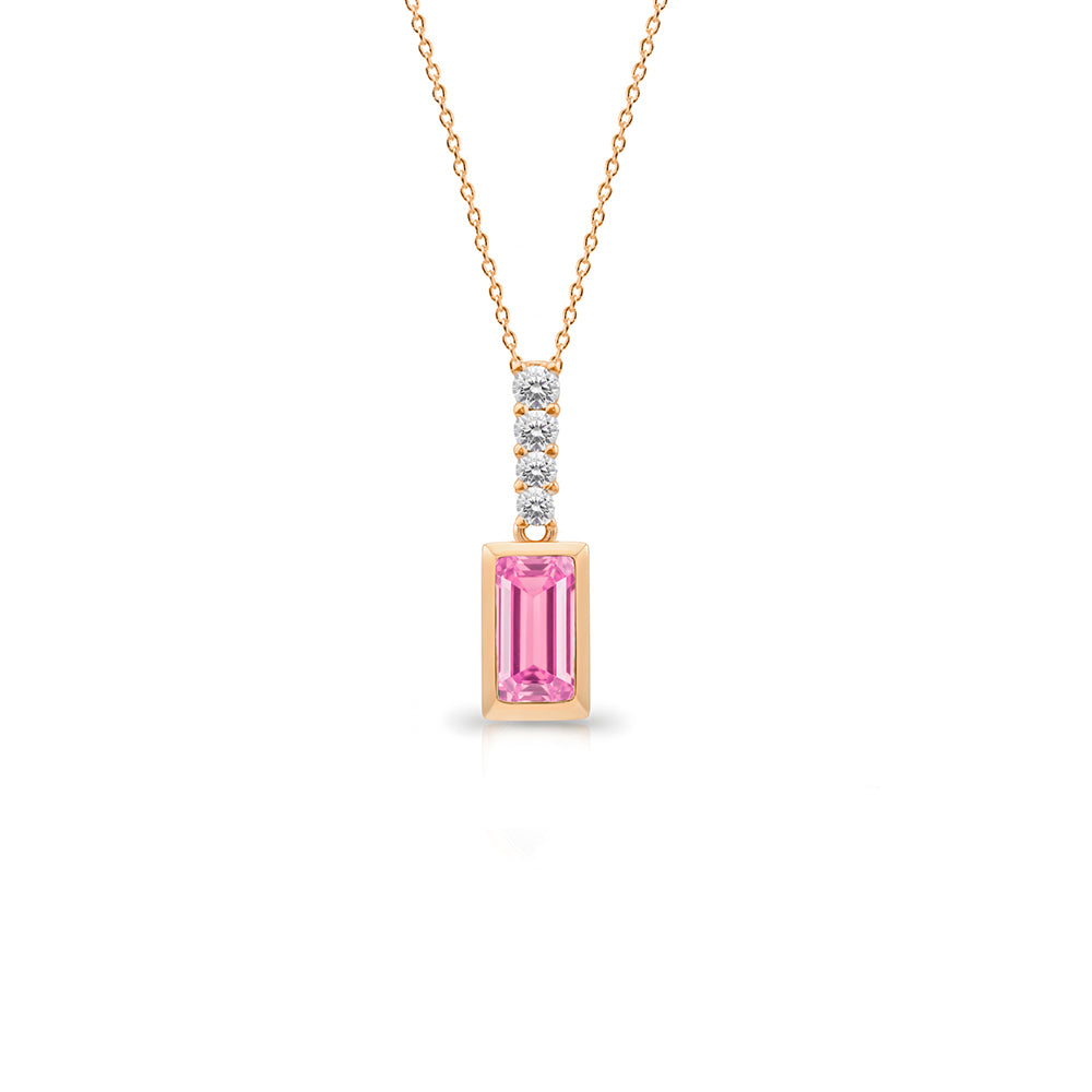 Romantic Pink Sapphire Necklace, 14K Gold Necklace