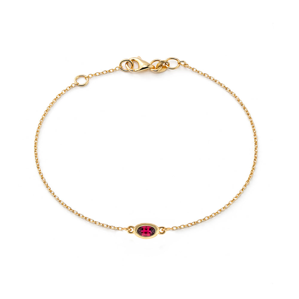 14K Gold Natural Oval Ruby Bracelet