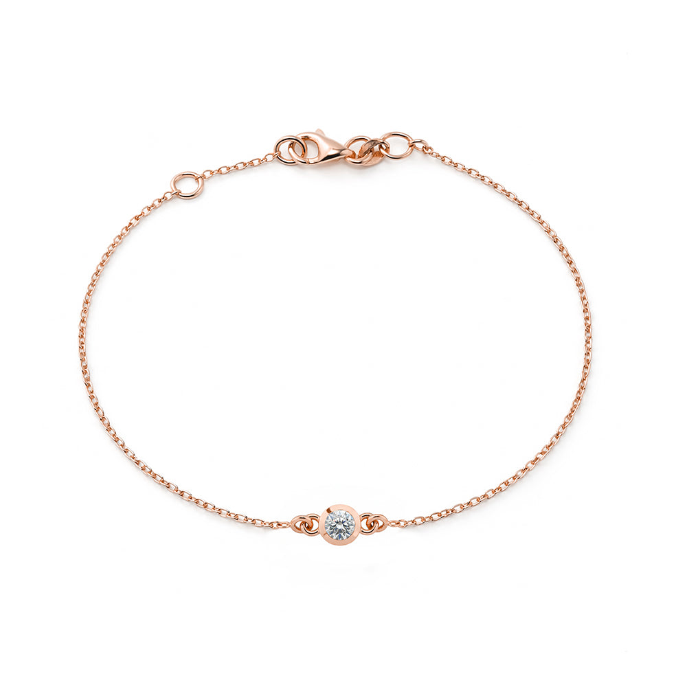 14K Gold Round White Sapphire Bracelet, Wedding Bracelet