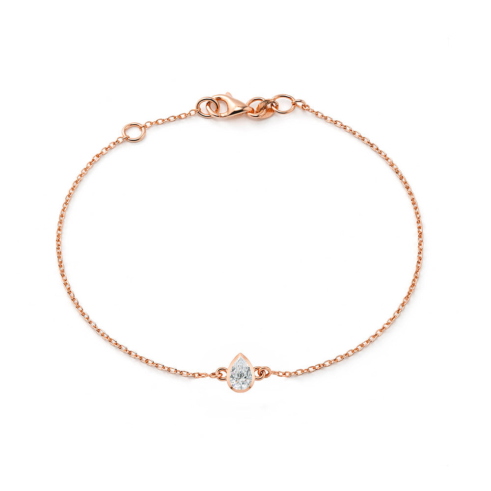 14K Gold White Sapphire Bracelet, Pear Cut Bracelet