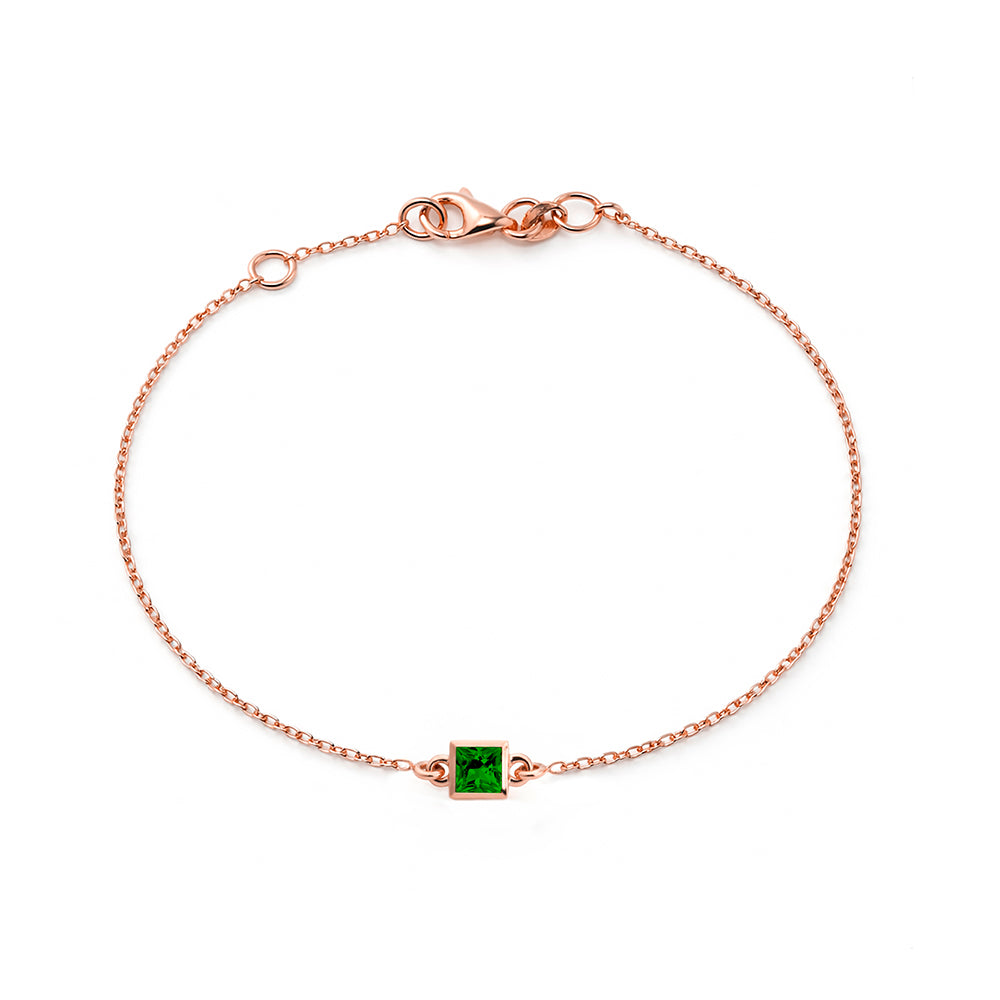 14K Gold Square Emerald Bracelet