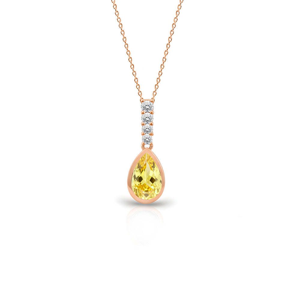 14K Gold Citrine Pear Necklace