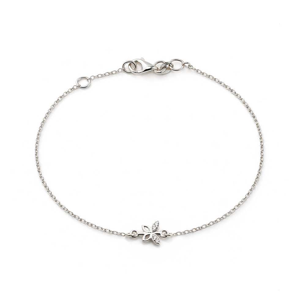 14K Gold Butterfly Bracelet / Diamond Butterfly Charm Bracelet