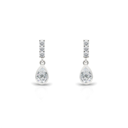 14K Gold White Sapphire Teardrop Earrings