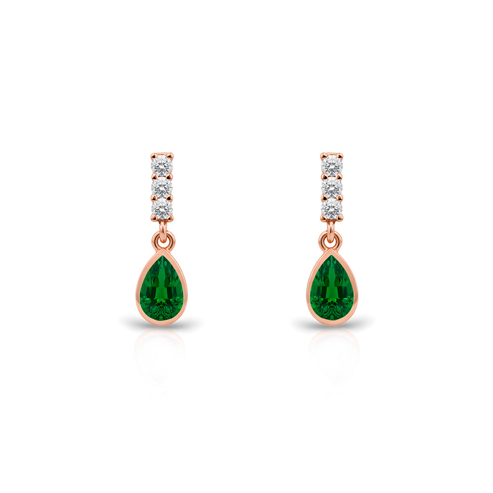 14K Gold Emerald Teardrop Earrings