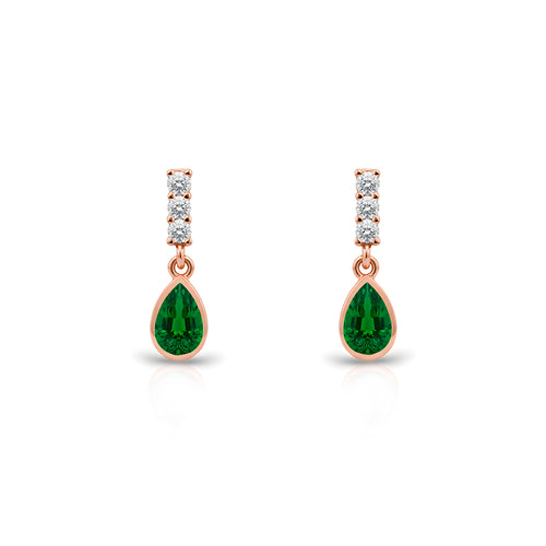 14K Gold Emerald Teardrop Earrings
