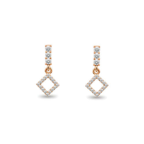 14K Gold Diamond Square Earrings