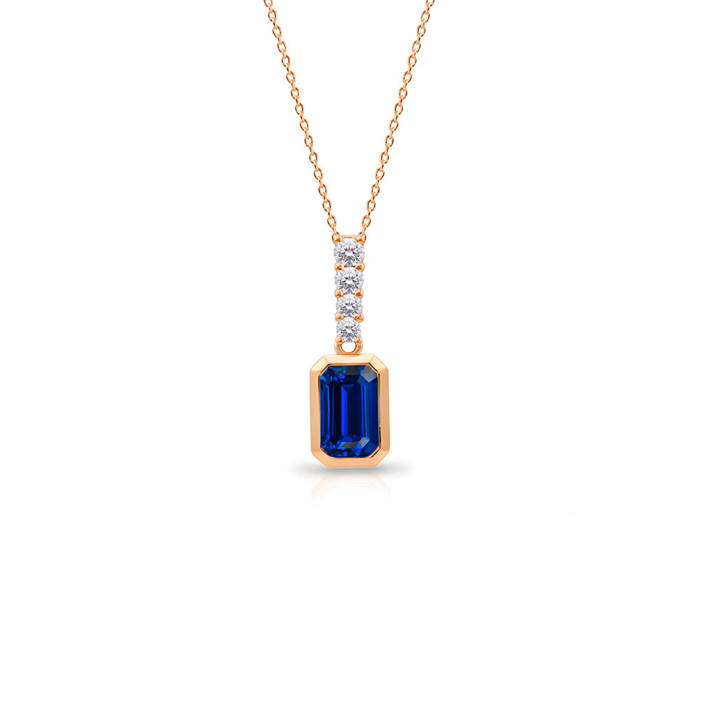 14K Gold Natural Sapphire Necklace for Women