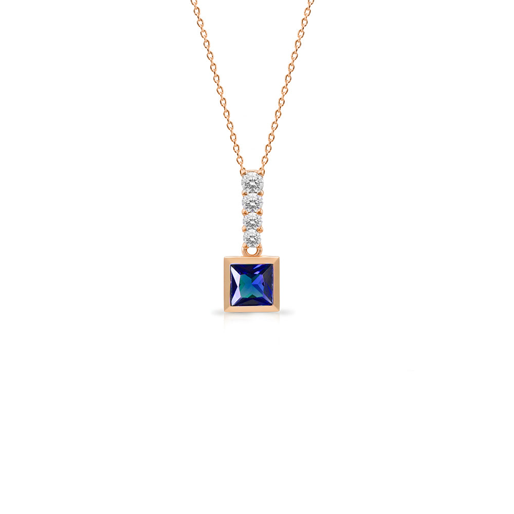 14K Gold Diamond Sapphire Necklace