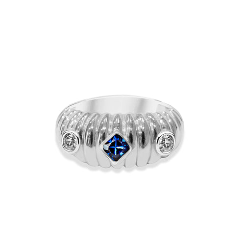 14K Gold Natural Sapphire Dome Ring