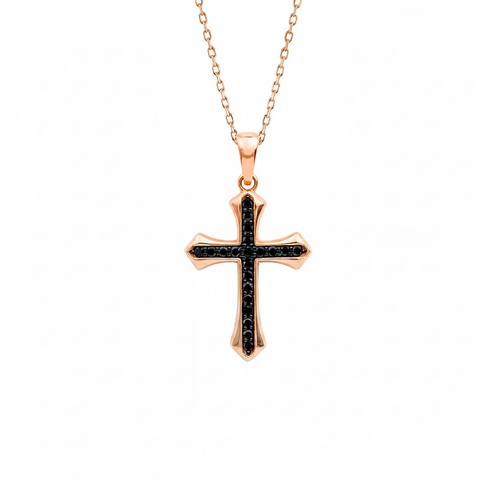 Traditional Black Diamond Cross Necklace / Christmas Gift