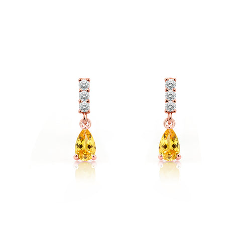 14K Gold Citrine Drop Earrings