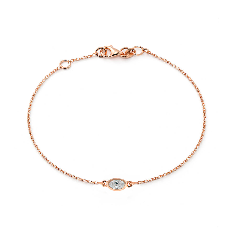 14K Gold Oval White Sapphire Bracelet
