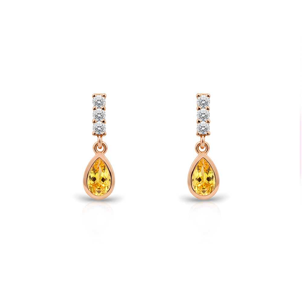 14K Gold Citrine Teardrop Earrings