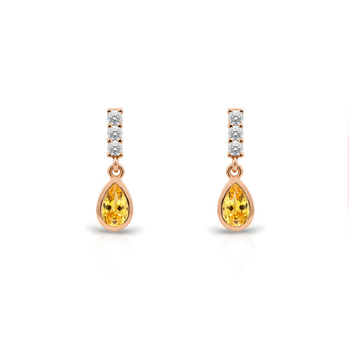 14K Gold Citrine Teardrop Earrings