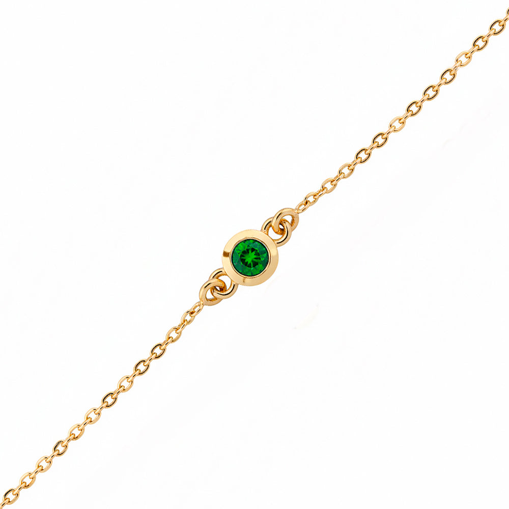 14K Gold Round Emerald Bracelet