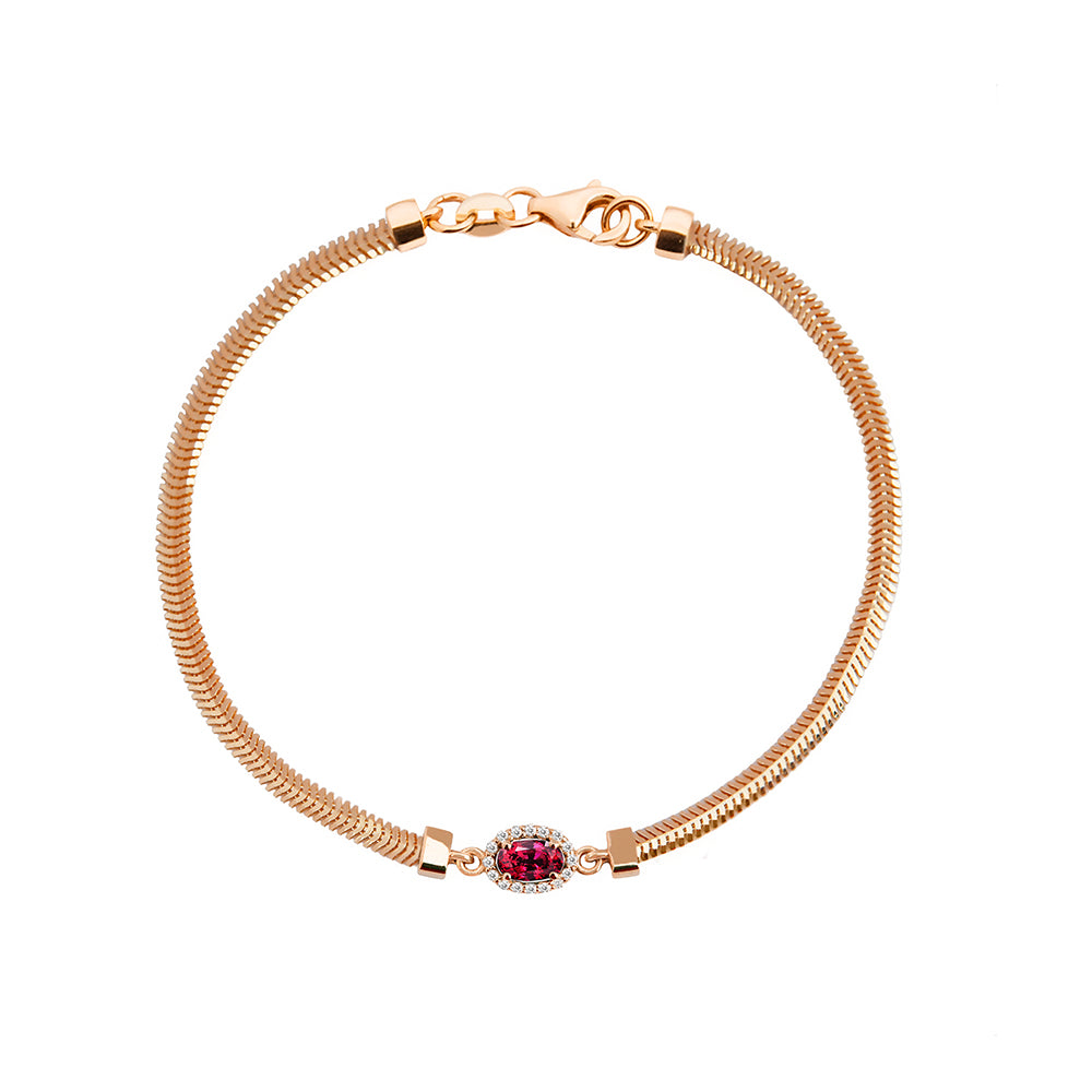 14K Gold Oval Ruby Diamond Bracelet / Anniversary Gift for Women