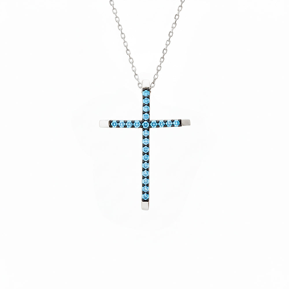 14K Gold Aquamarine Religious Necklace