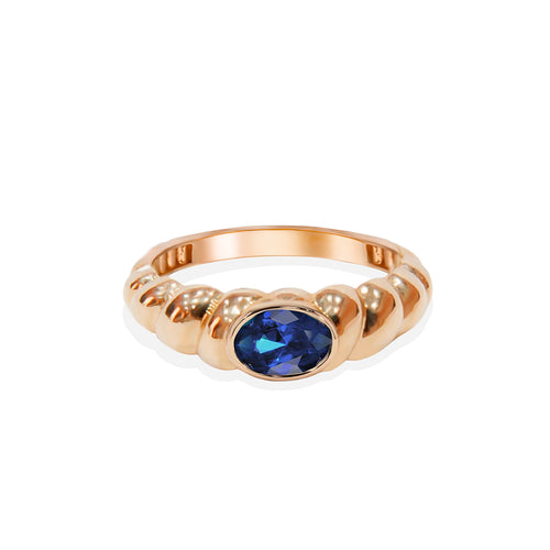 14K Gold Natural Sapphire Bubble Ring