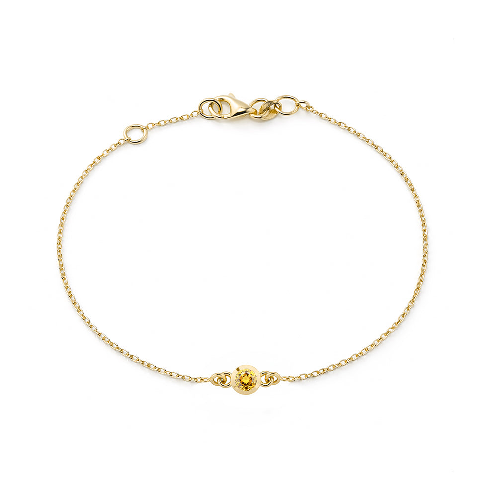 14K Gold Round Citrine Bracelet, Anniversary Bracelet