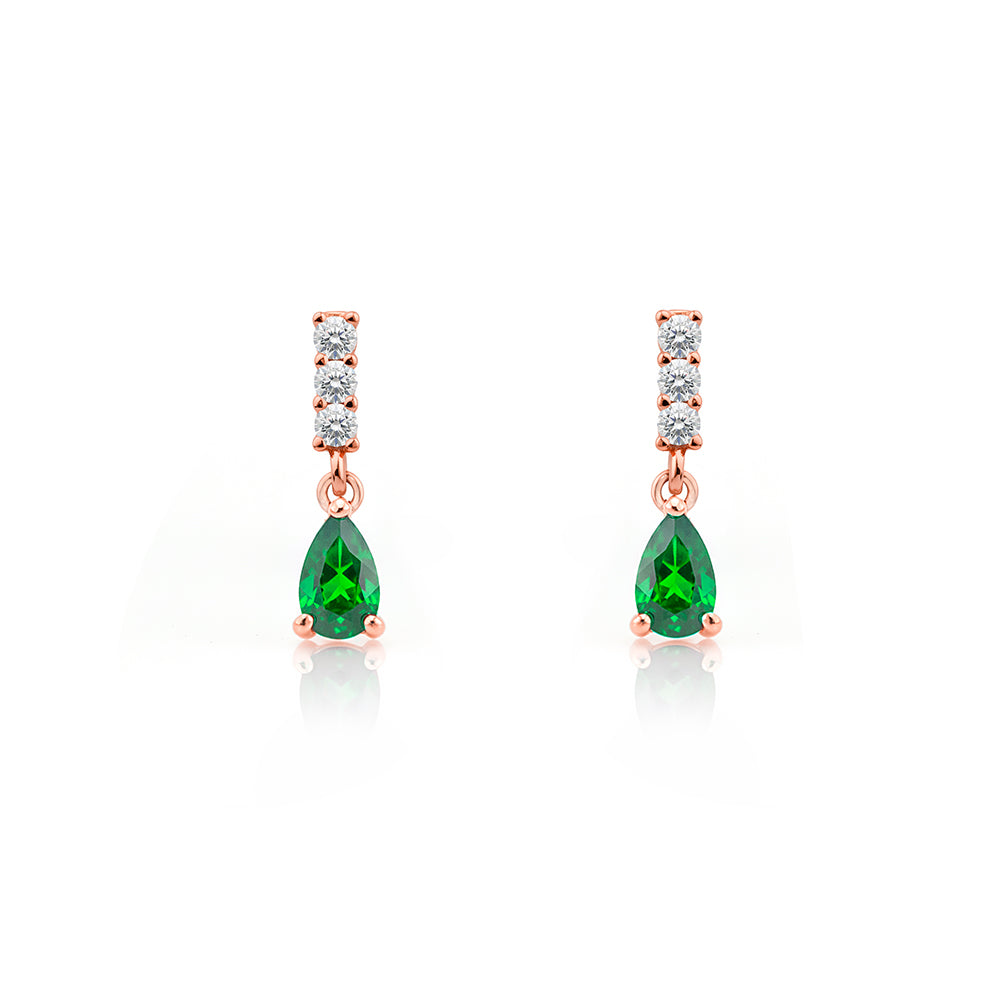 14K Gold Emerald Drop Earrings