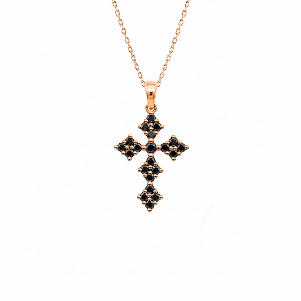 Natural Black Diamond Christian Pendant / Anniversary Gift