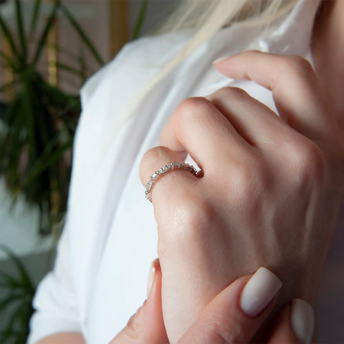 14K Gold Baguette & Round Diamond Band